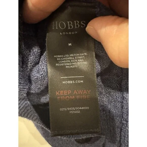 Hobbs London Blue Pok-a-dot Wool Cashmere Sweater Size medium - Picture 10 of 11